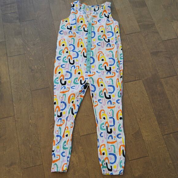 Miss‎ PomPom Straight Leg Sleeveless Sunny Day Jumpsuit Multi Womens Size Medium - Picture 2 of 9